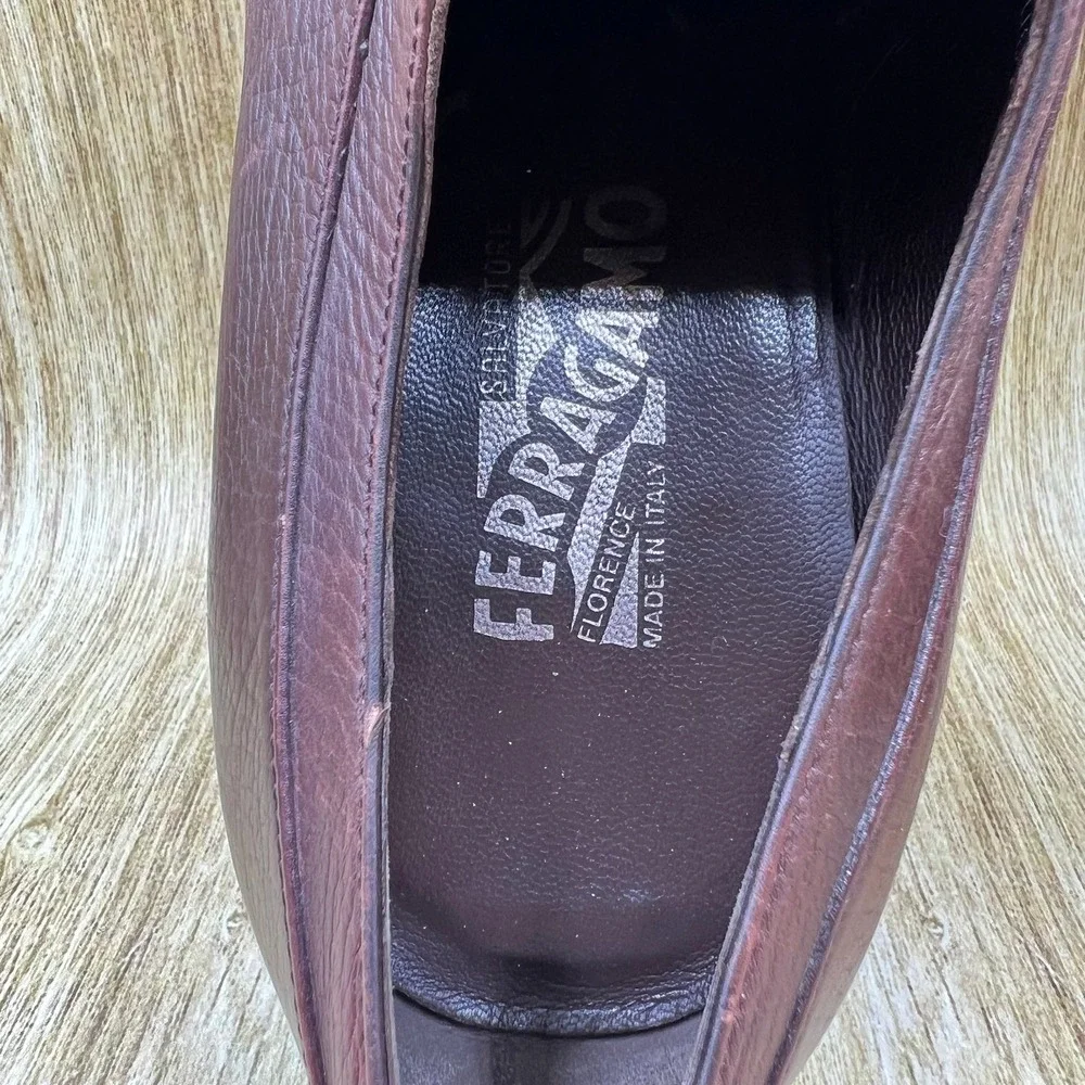 Salvatore Ferragamo Lanier Oxford Men's Size 10.5 EE Burgundy Pebbled Leather